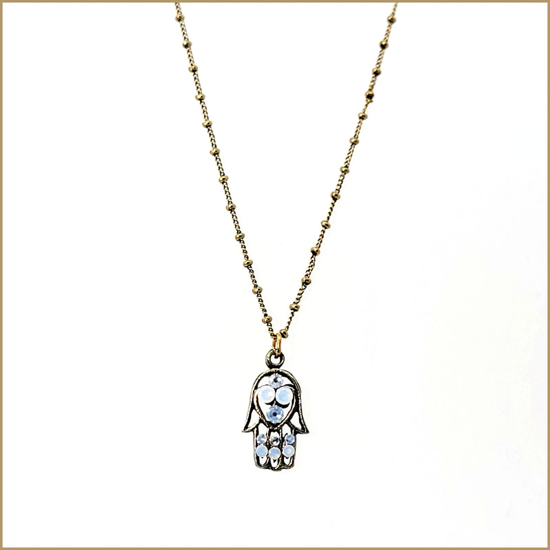 Crystal Hamsa Necklace - Leila Jewels