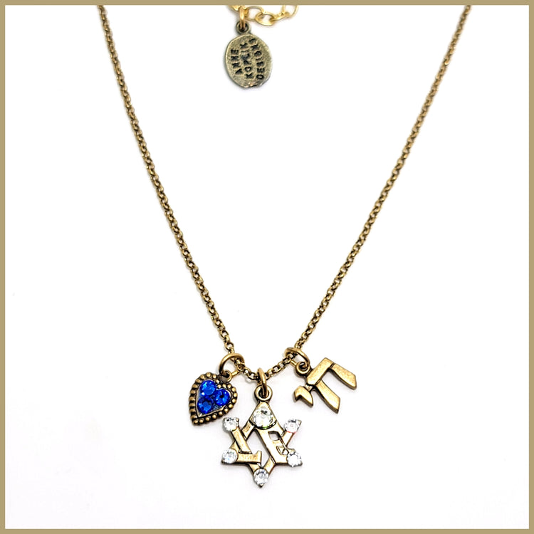 Jewish Star Crystal Jumble Necklace - Leila Jewels