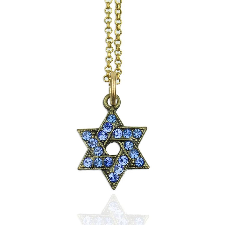 Petite Blue Crystal Star of David Necklace - Leila Jewels