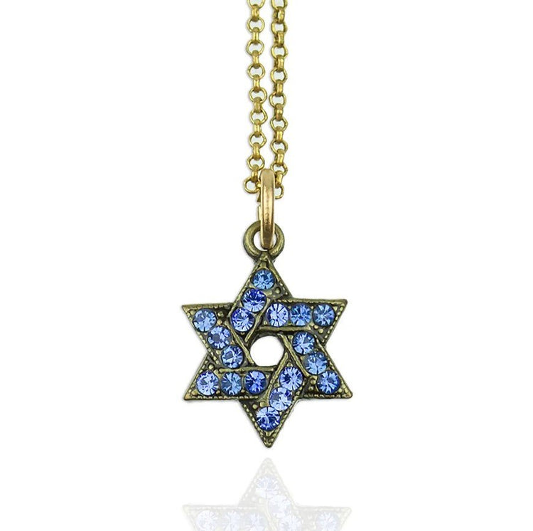 Petite Blue Crystal Star of David Necklace - Leila Jewels