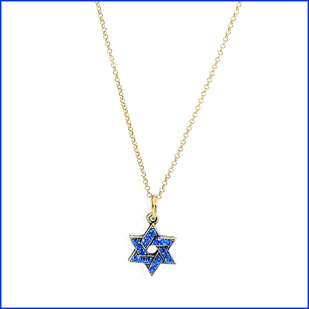 Petite Blue Crystal Star of David Necklace - Leila Jewels