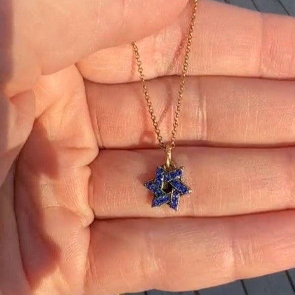 Petite Blue Crystal Star of David Necklace - Leila Jewels