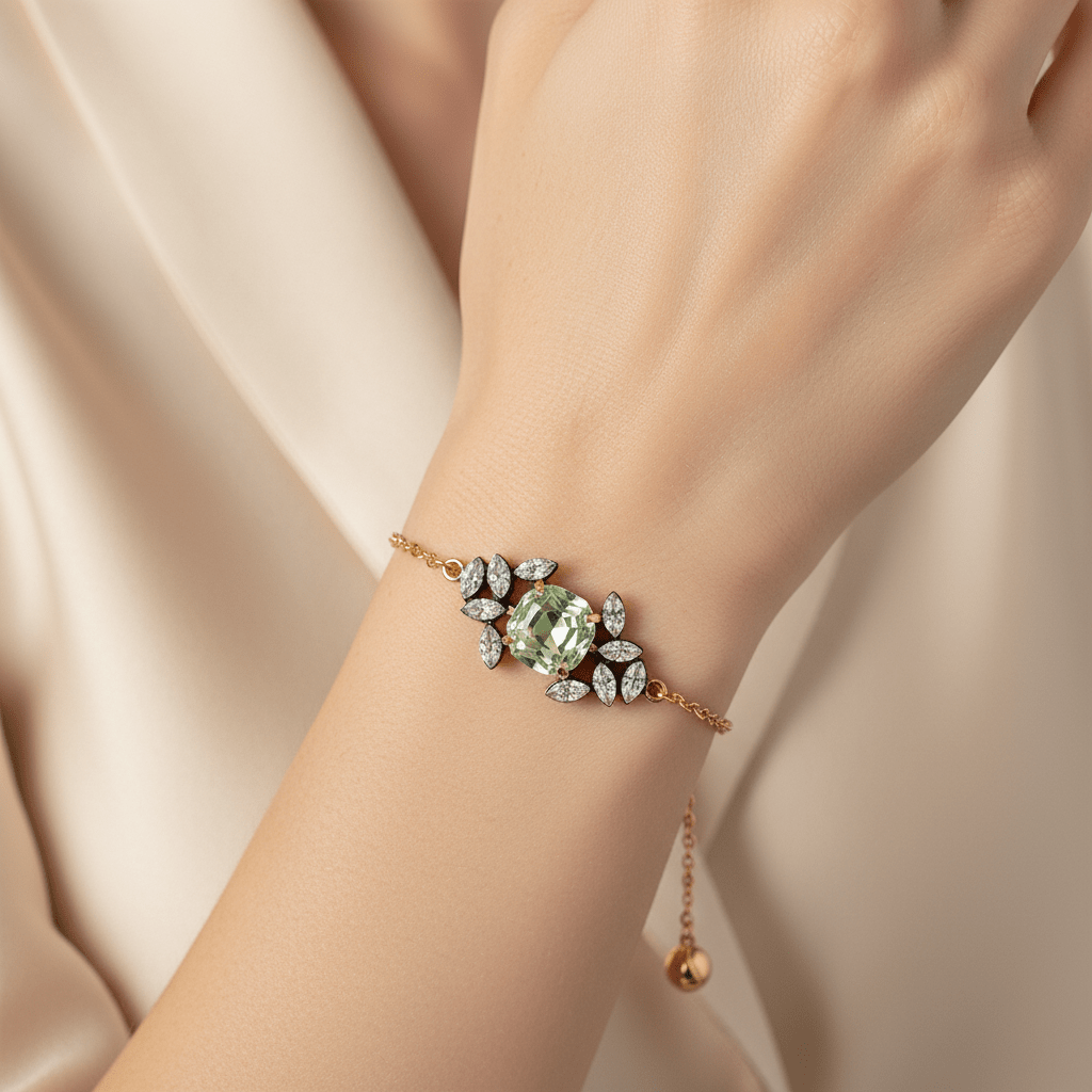 Green Amethyst and Zirconia Bracelet - Leila Jewels