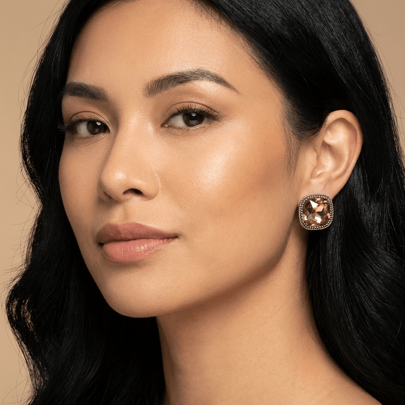 Square Crystal Stud Earrings - Leila Jewels