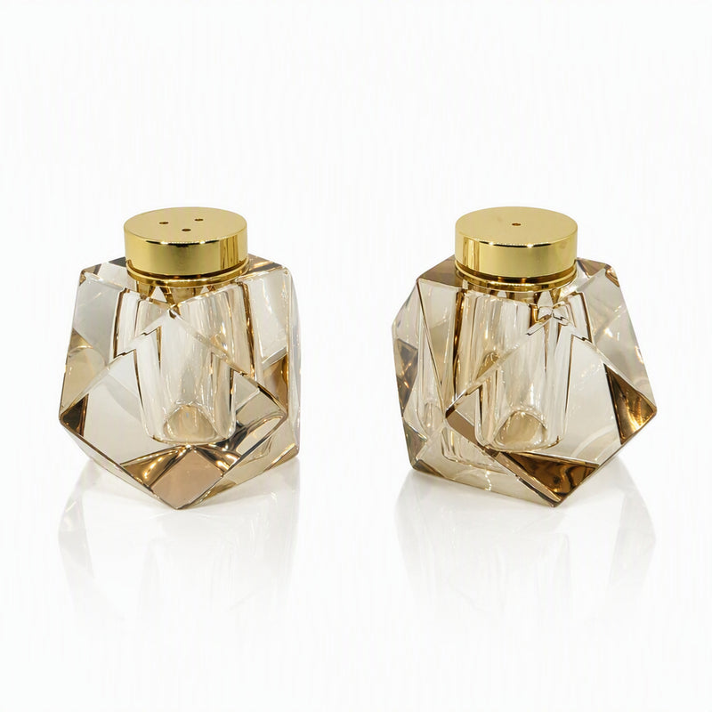 Amber Crystal Salt & Pepper Shaker Set in Gift Box
