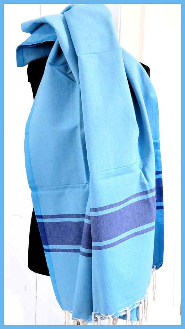 Turkish Towel / Sarong / Beach Towel - Turquoise Blue - Leila Jewels