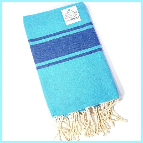 Turkish Towel / Sarong / Beach Towel - Set of 3 Blue - Leila Jewels
