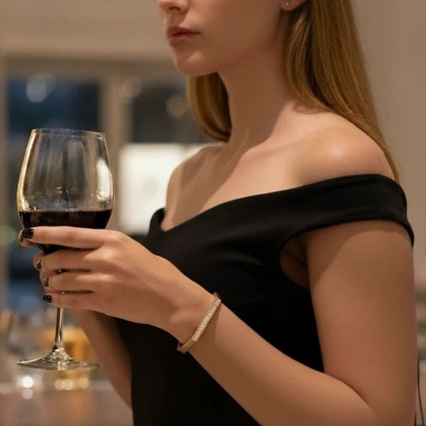 B. Tiff Edge Pavé Hexagon Bangle Bracelet - Leila Jewels