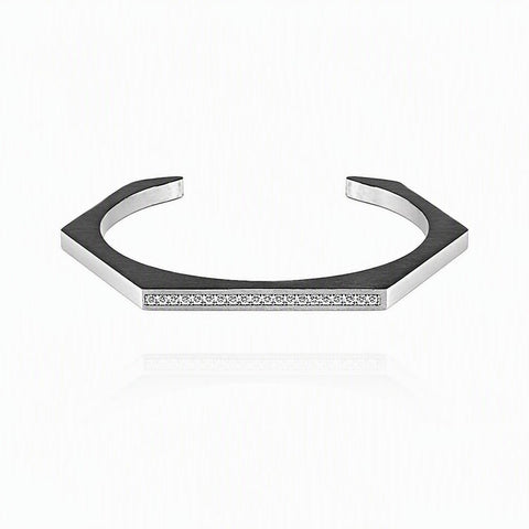 B. Tiff Edge Pavé Hexagon Bangle Bracelet - Leila Jewels