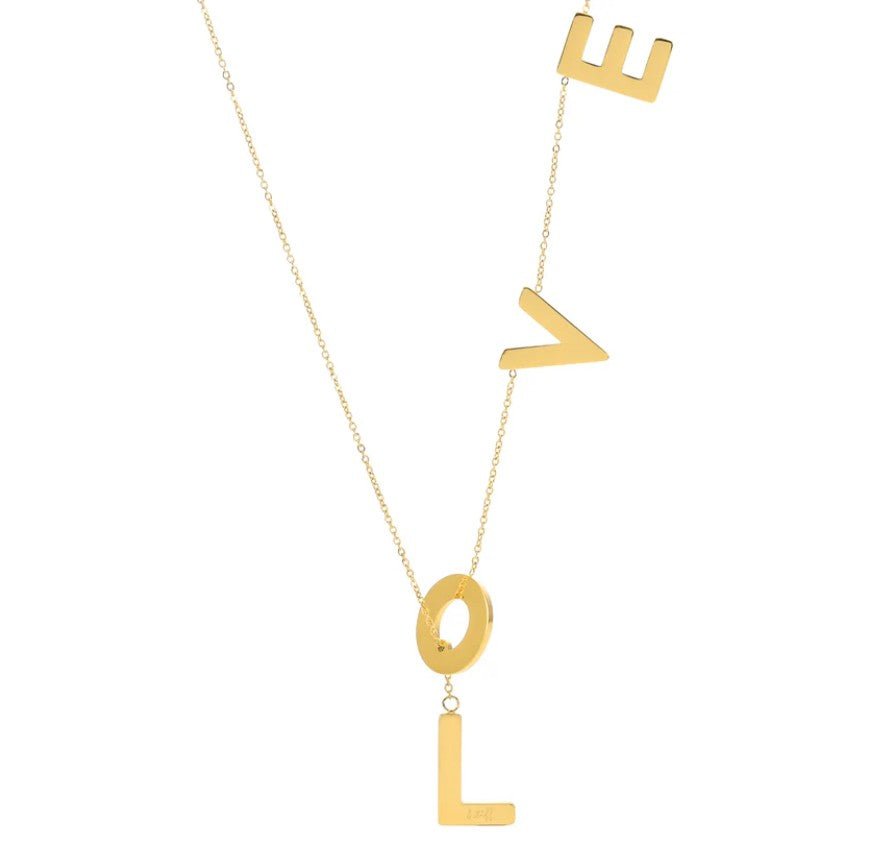 Adjustable "Love" Lariat Necklace - Leila Jewels