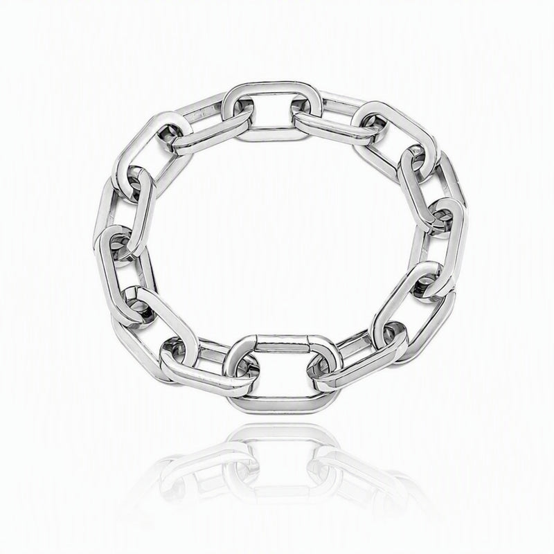 B. Tiff High Polish Paperclip Stainless Steel Bracelet