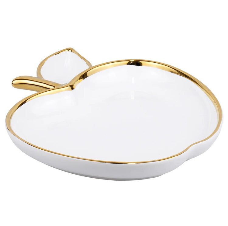 White and Gold Apple Dish - Leila Jewels