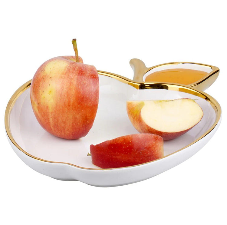 White and Gold Apple Dish - Leila Jewels