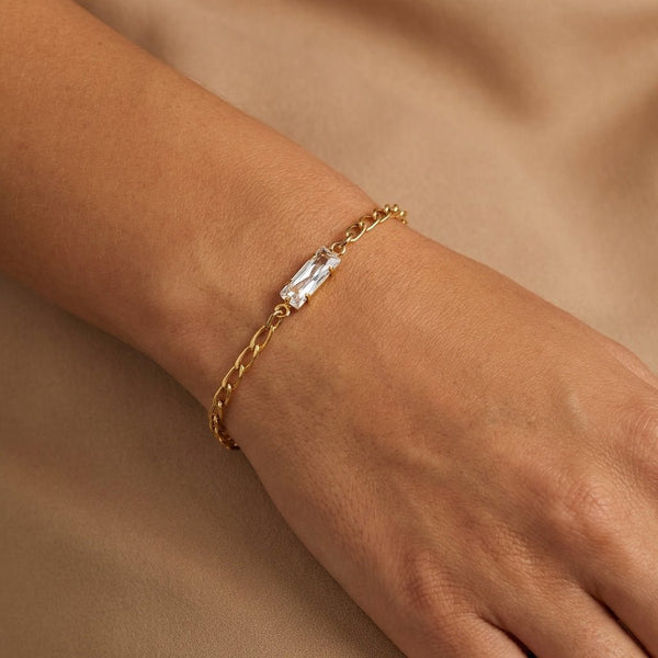 Crystal Baguette Chain Bracelet - Leila Jewels