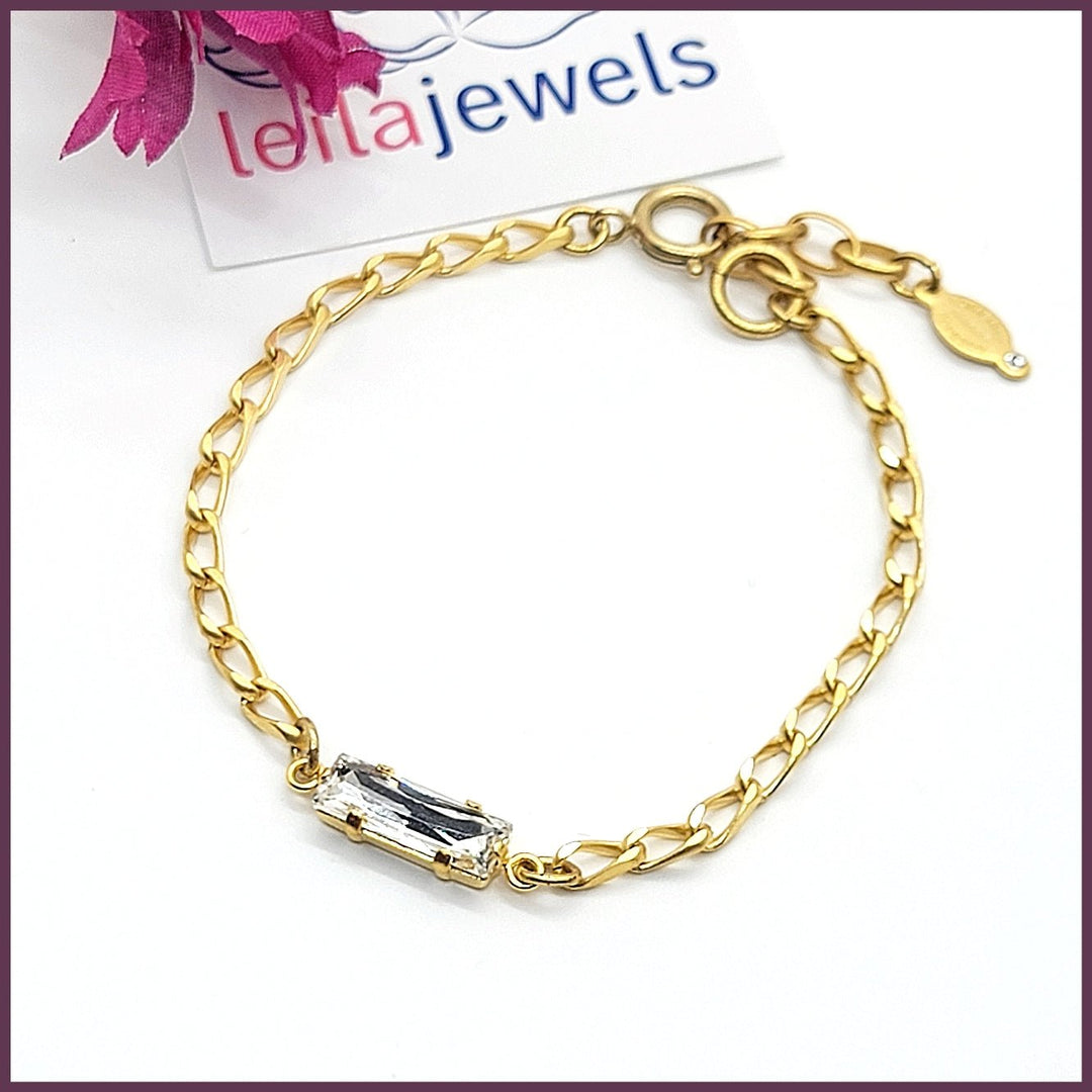 Crystal Baguette Chain Bracelet - Leila Jewels