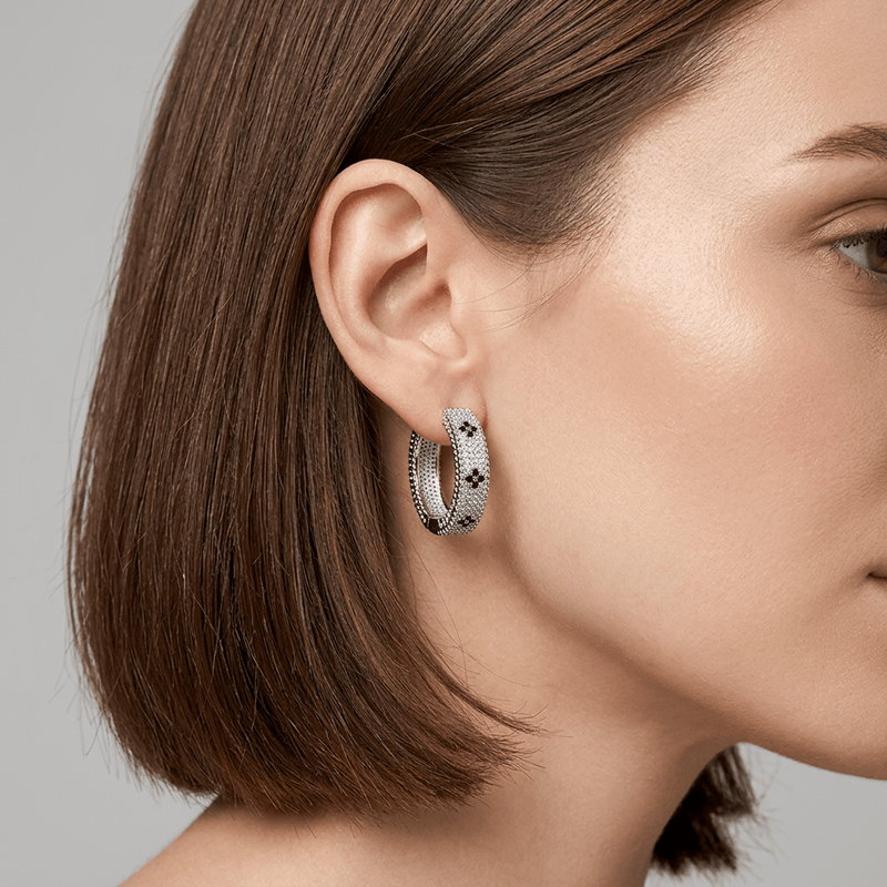 Black Diamond Venetian Hoop Earrings - Leila Jewels