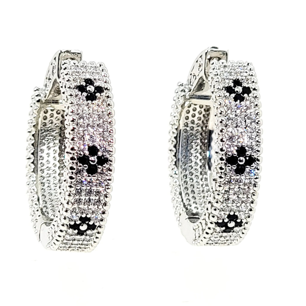 Black Diamond Venetian Hoop Earrings - Leila Jewels