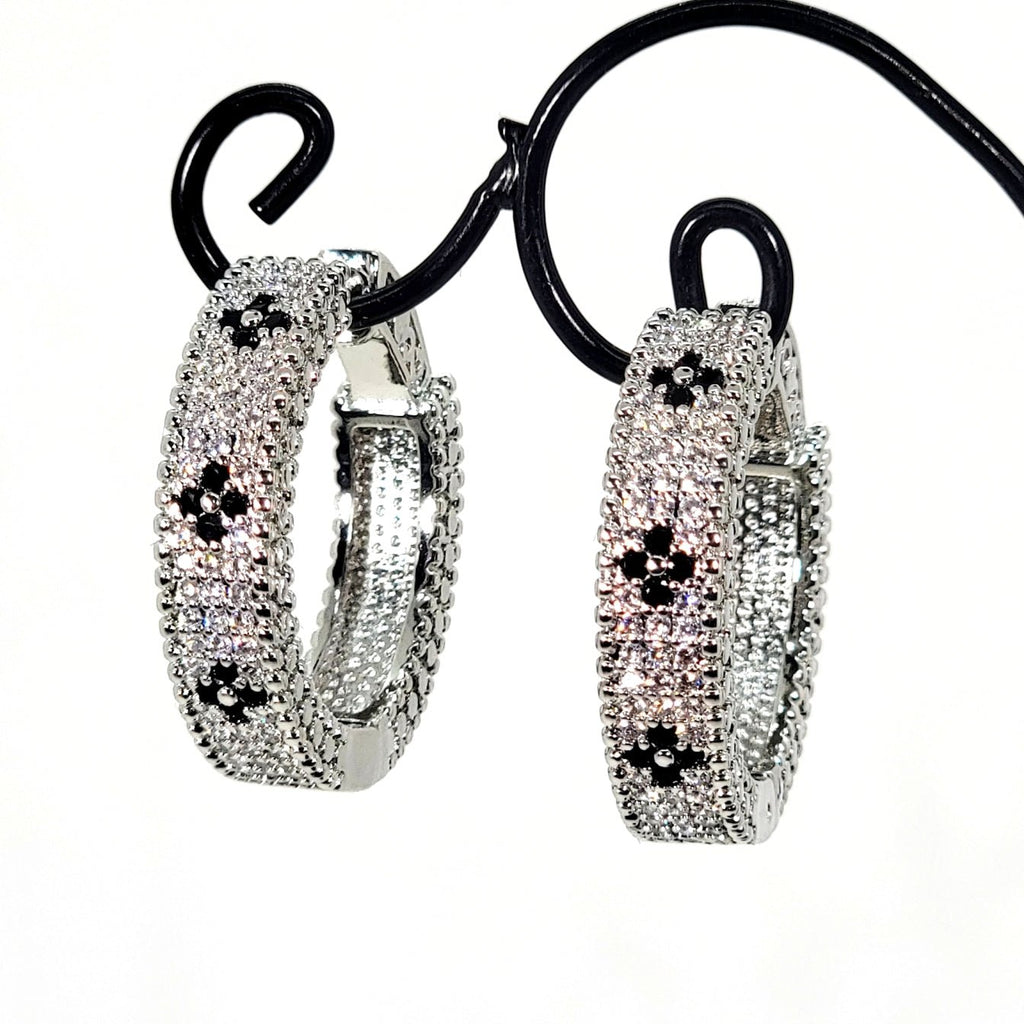 Black Diamond Venetian Hoop Earrings - Leila Jewels