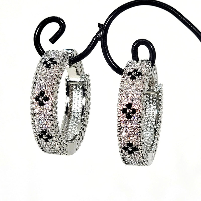 Black Diamond Venetian Hoop Earrings - Leila Jewels