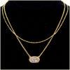 Double Chain Crystal Pendant Necklace - Leila Jewels