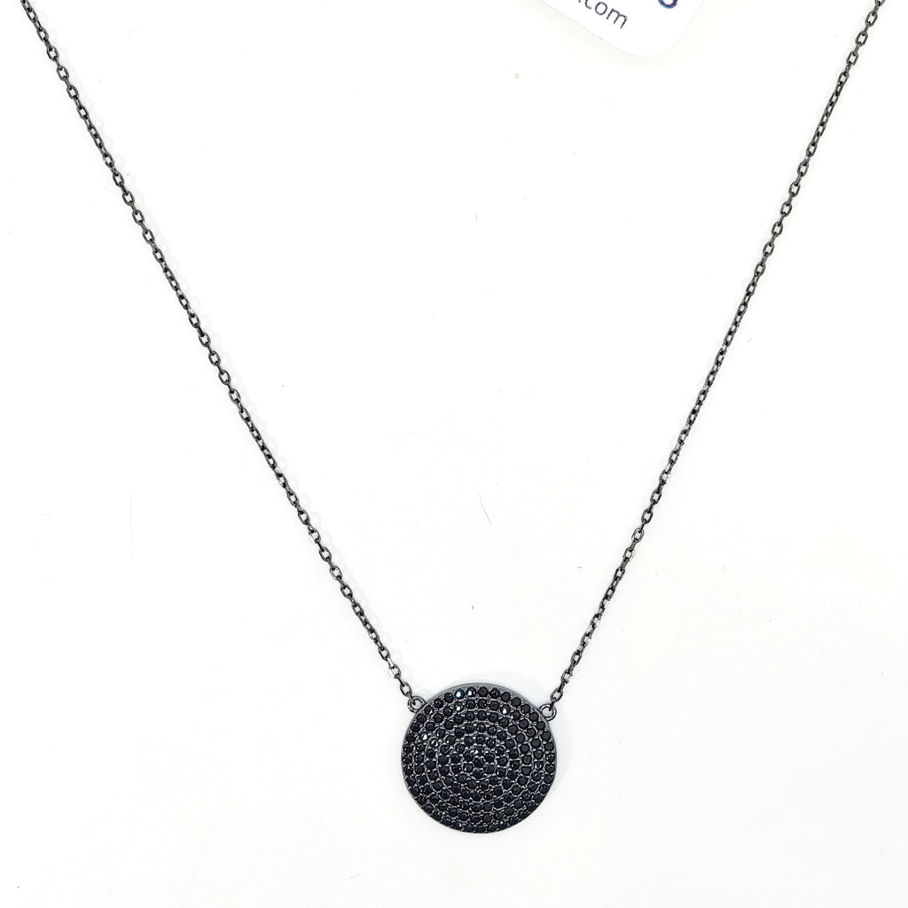 Pavé Disc Necklace - Leila Jewels