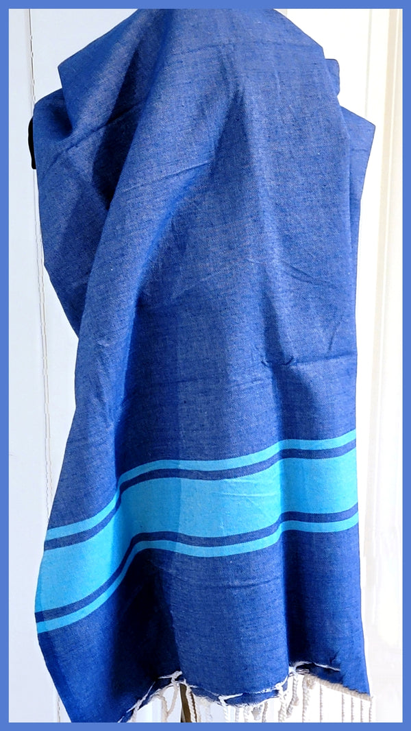 Turkish Towel / Sarong / Shawl / Beach Towel - Blue Turquoise - Leila Jewels