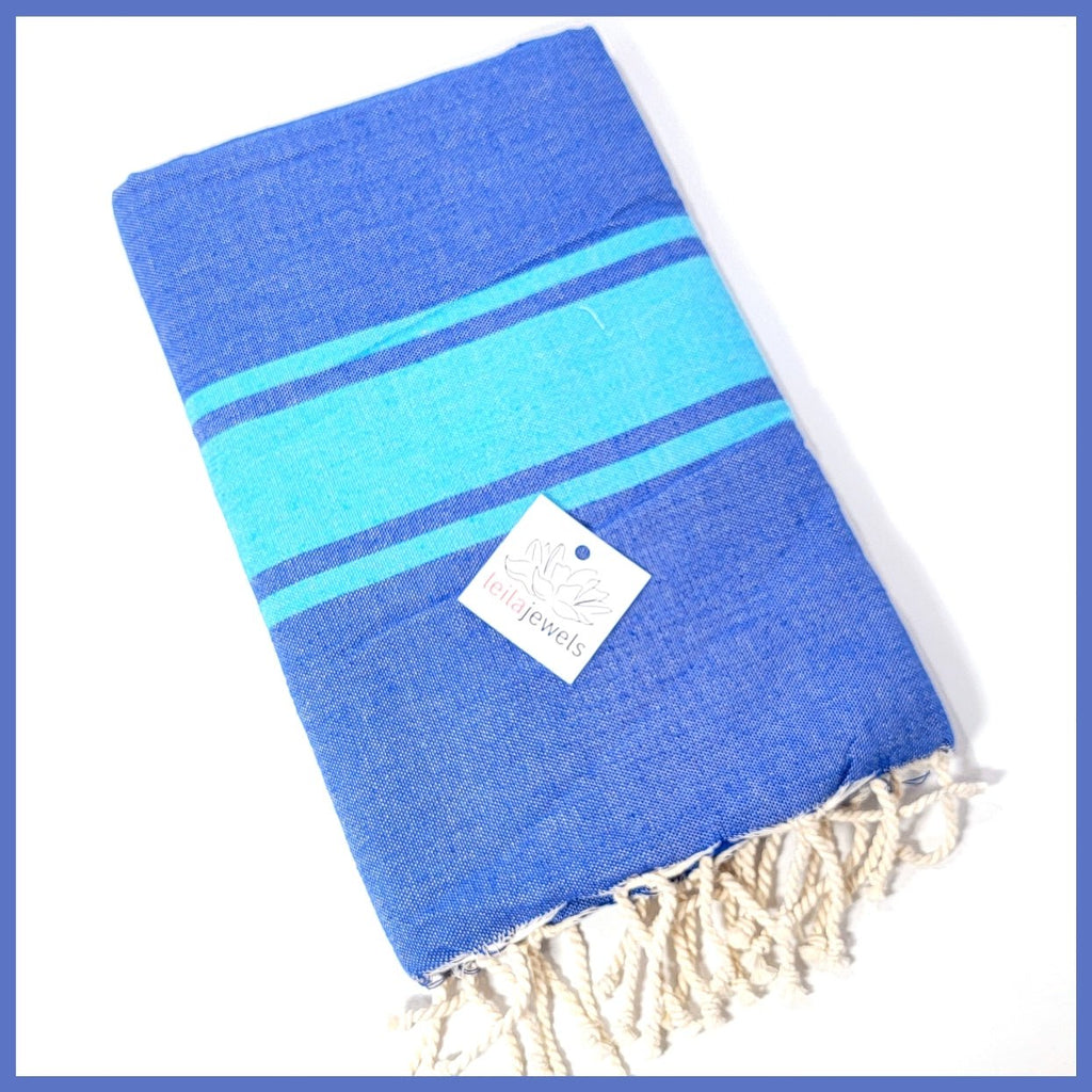 Turkish Towel / Sarong / Beach Towel - Set of 3 Blue - Leila Jewels
