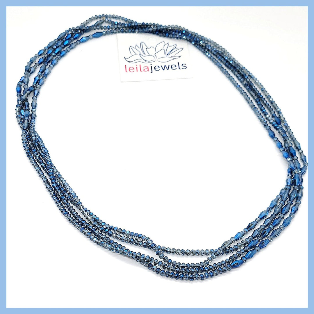 Blue Crystals Extra - Long Necklace - Leila Jewels