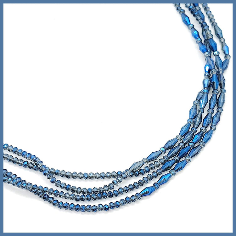 Blue Crystals Extra - Long Necklace - Leila Jewels