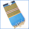 Turkish Towel / Sarong / Beach Towel - Blue Orange Stripe - Leila Jewels