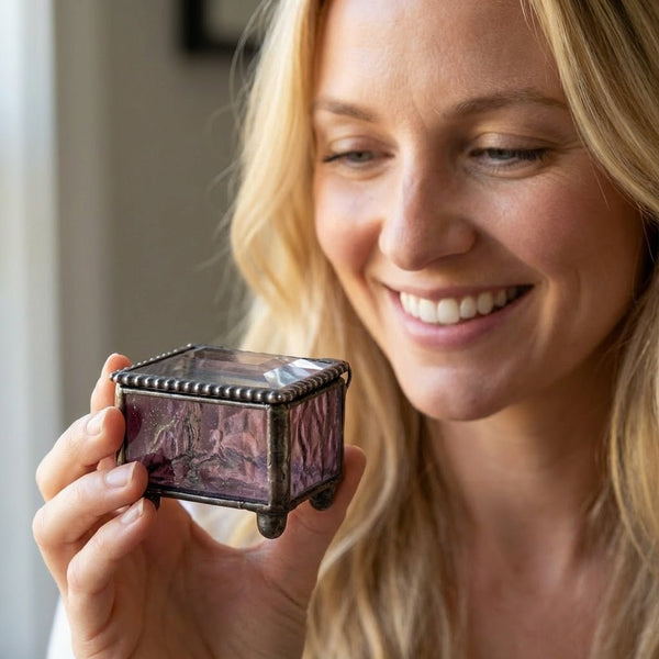Small Amethyst Glass Ring Box - Leila Jewels