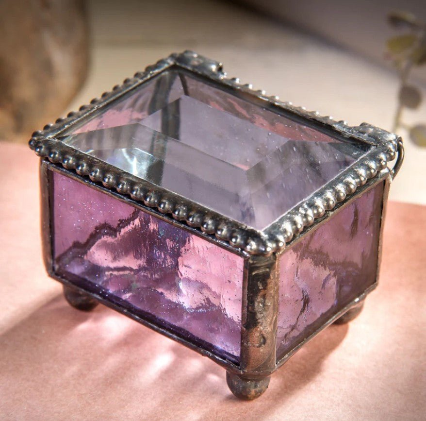 Small Amethyst Glass Ring Box - Leila Jewels