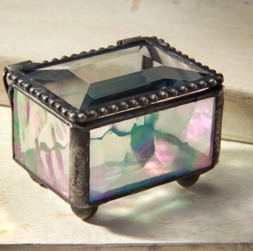 Small Iridescent Glass Ring Box - Leila Jewels
