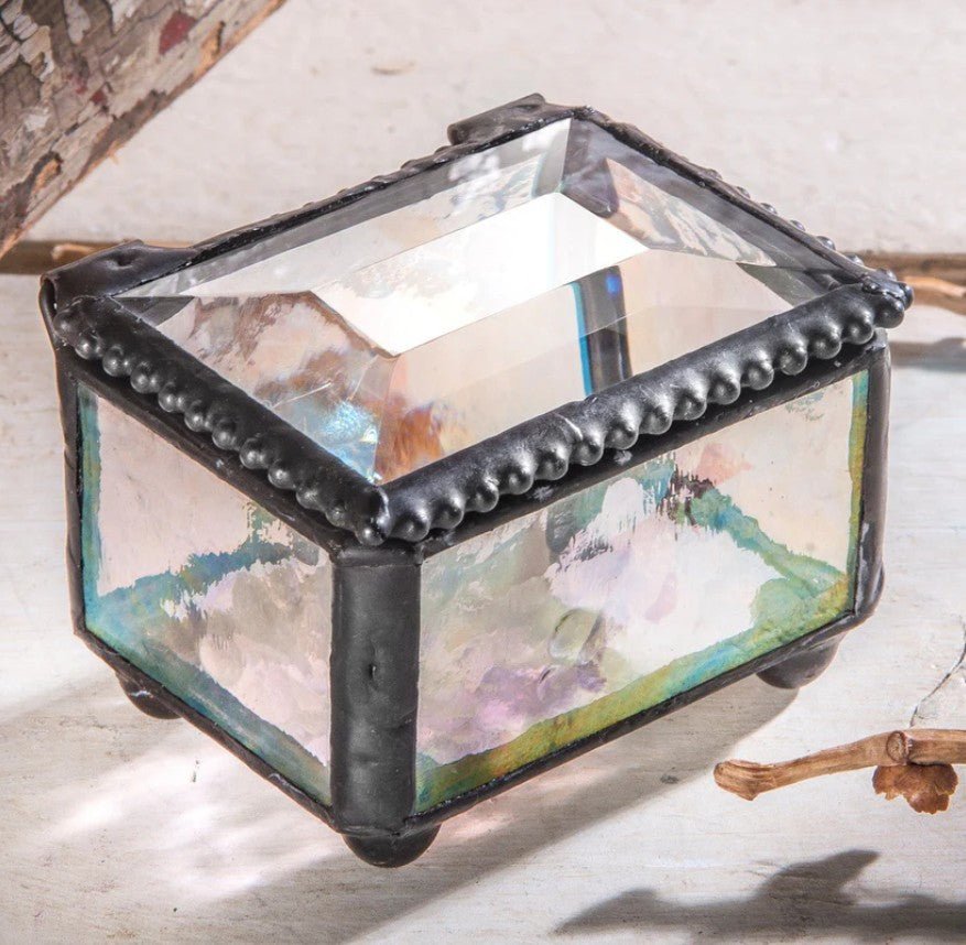 Small Iridescent Glass Ring Box - Leila Jewels