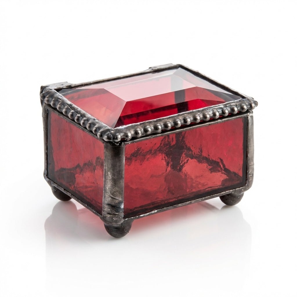 Small Ruby Glass Ring Box - Leila Jewels