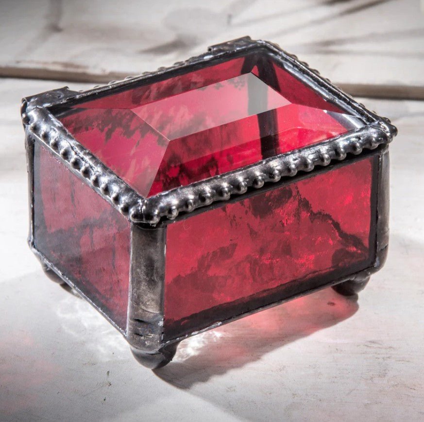 Small Ruby Glass Ring Box - Leila Jewels