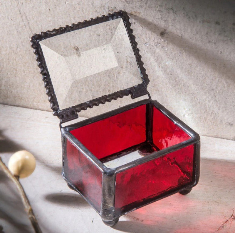Small Ruby Glass Ring Box - Leila Jewels