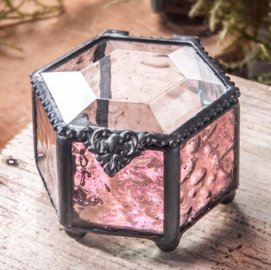 Hexagonal Rose Glass Ring Box - Leila Jewels