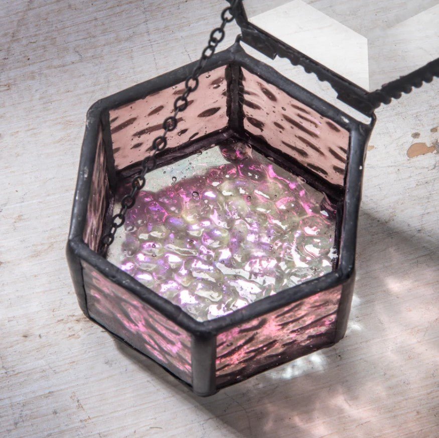 Hexagonal Rose Glass Ring Box - Leila Jewels