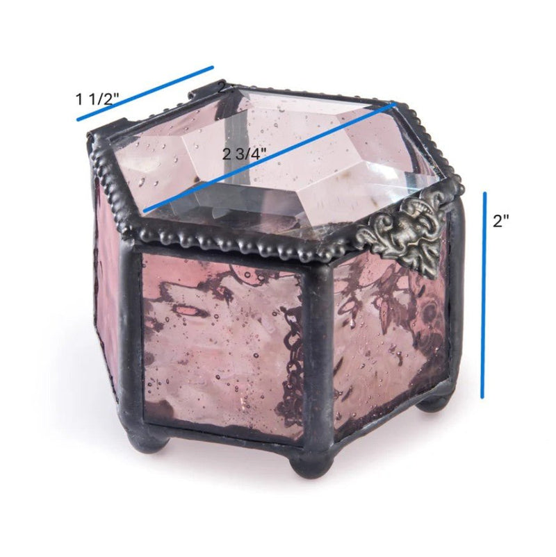 Hexagonal Rose Glass Ring Box - Leila Jewels