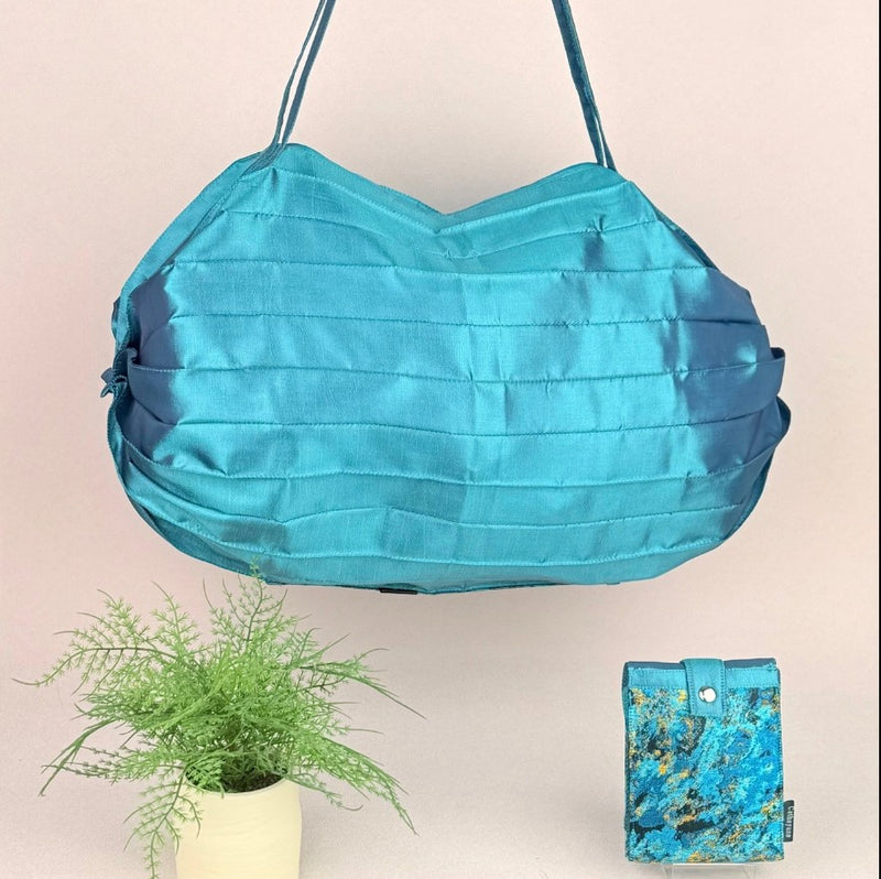 Foldable Brocade and Satin Tote Bag