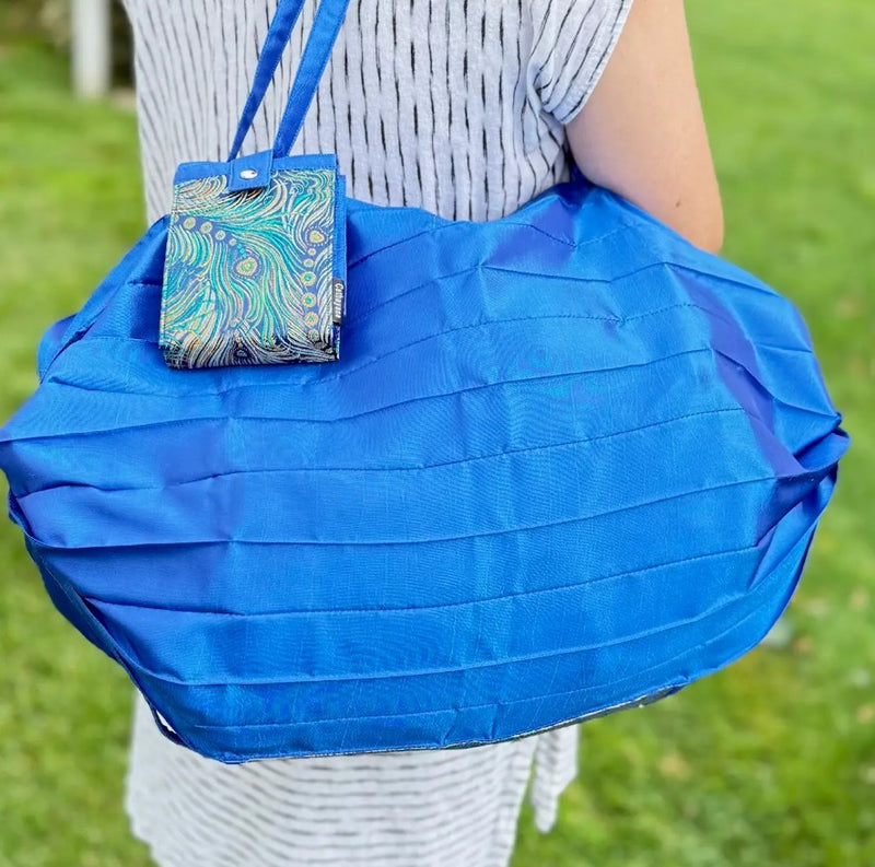 Foldable Brocade and Satin Tote Bag