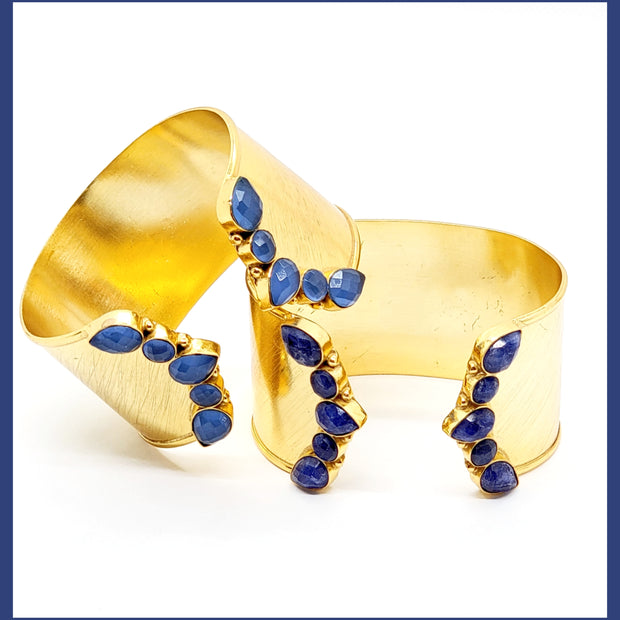 gold gemstone cuffs leila jewels