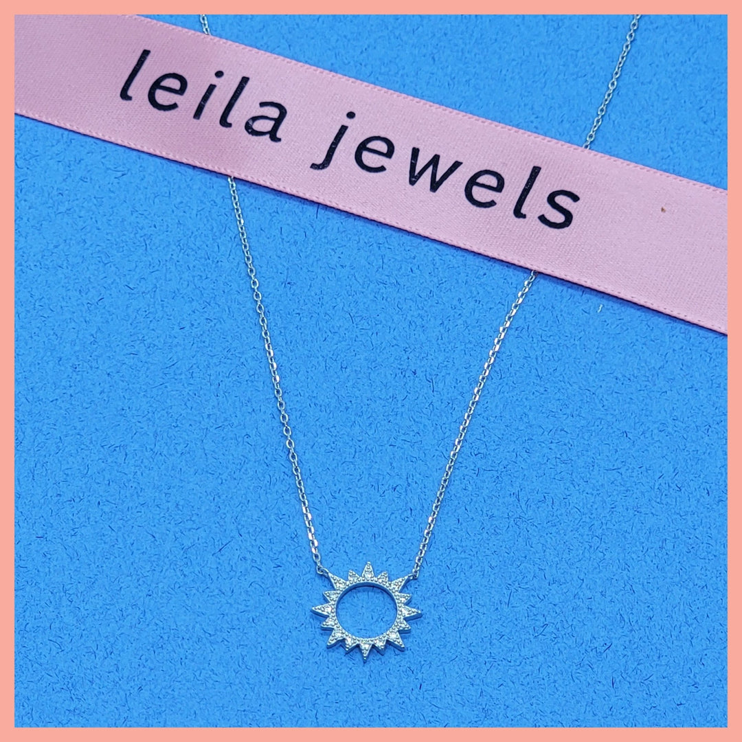 Sterling Pavé Sunburst Necklace - Leila Jewels