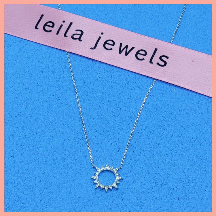 Sterling Pavé Sunburst Necklace - Leila Jewels