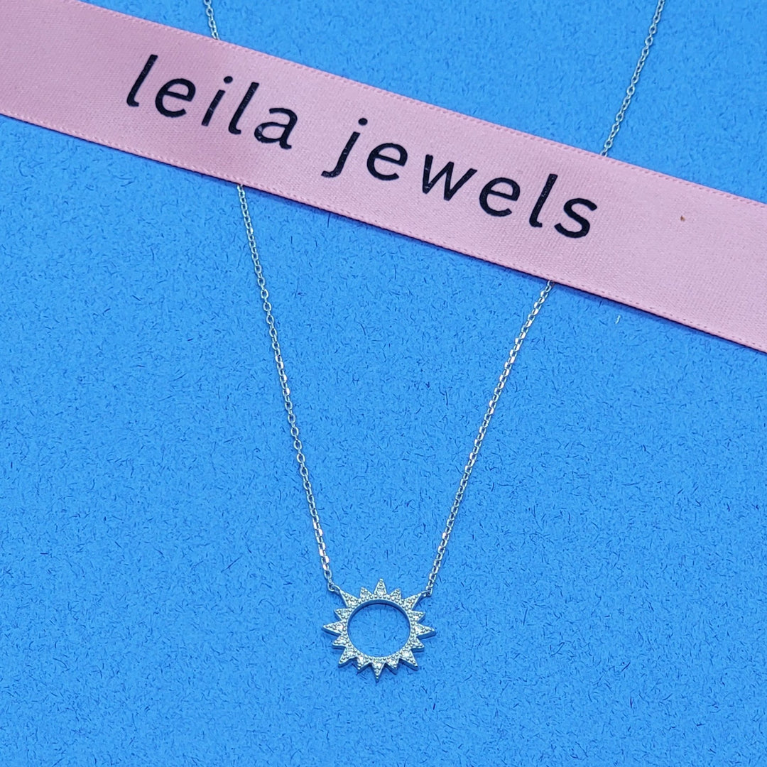 Sterling Pavé Sunburst Necklace - Leila Jewels