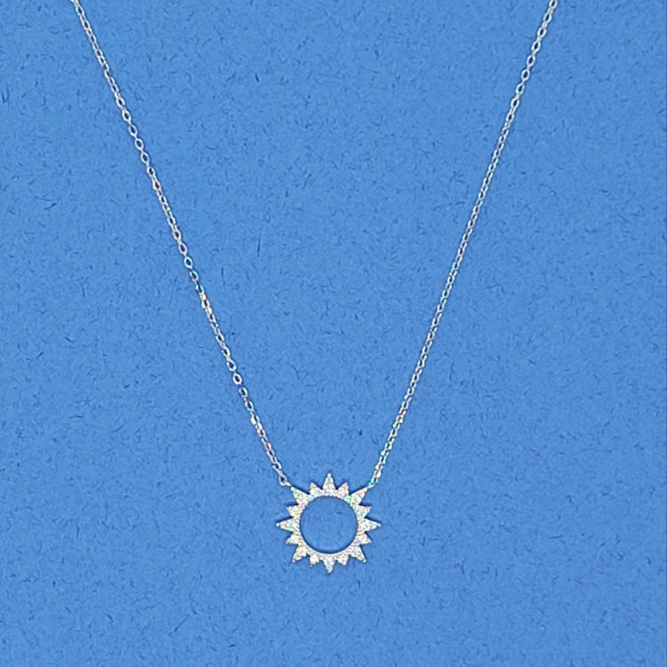 Sterling Pavé Sunburst Necklace - Leila Jewels