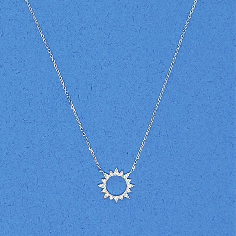 Sterling Pavé Sunburst Necklace - Leila Jewels