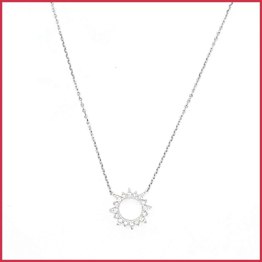 Sterling Pavé Sunburst Necklace - Leila Jewels