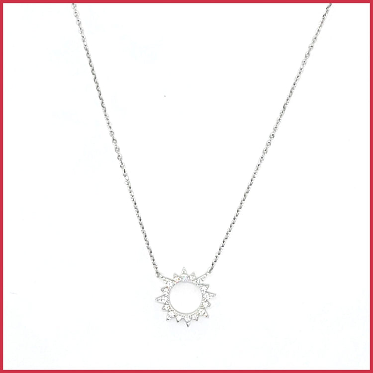 Sterling Pavé Sunburst Necklace - Leila Jewels